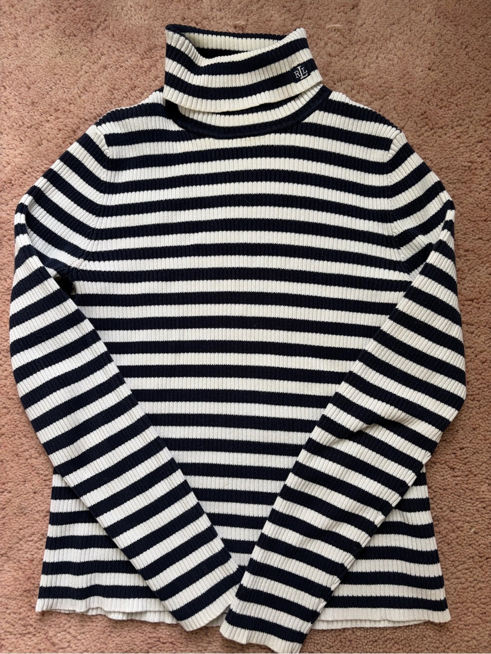 Ralph Lauren Black & White Striped Turtleneck Sweater